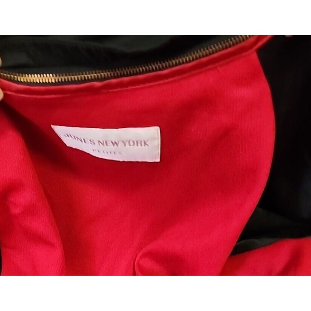 Vintage Jones New York‎ Wool Long Coat Petite XL Peacoat Black with Red Lining